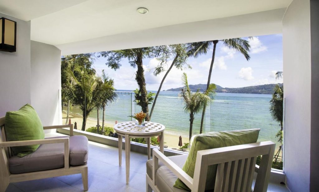 Hangout area with a view to the ocean at a room in Amari Phuket