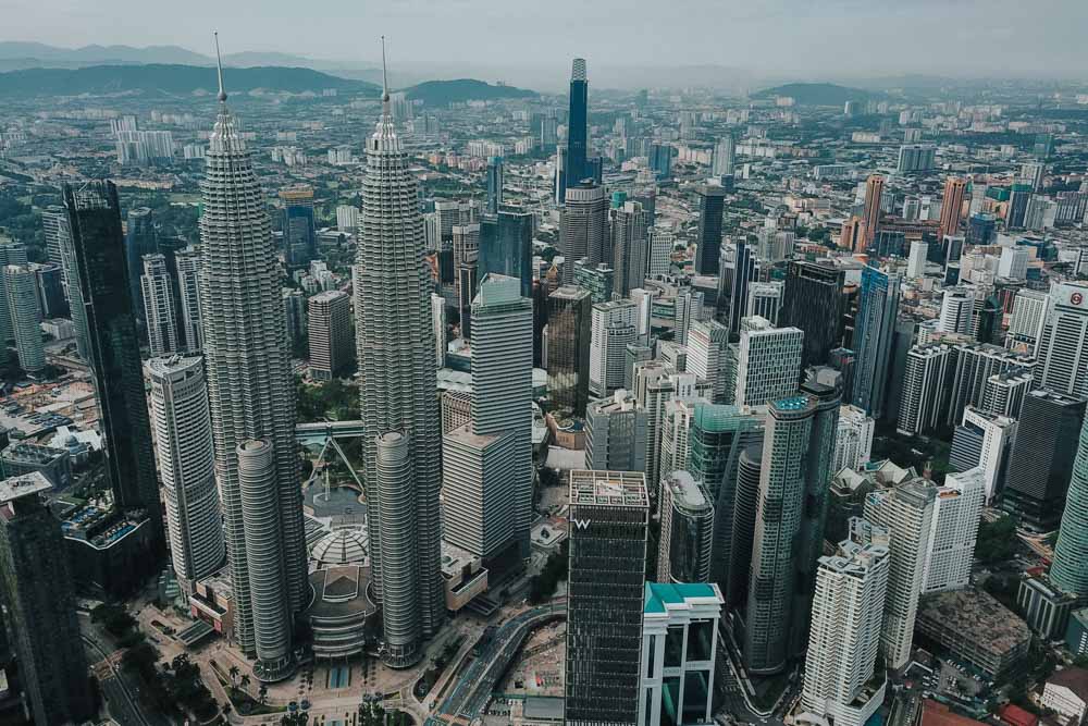 Birds-eye view of the city centre of KL.