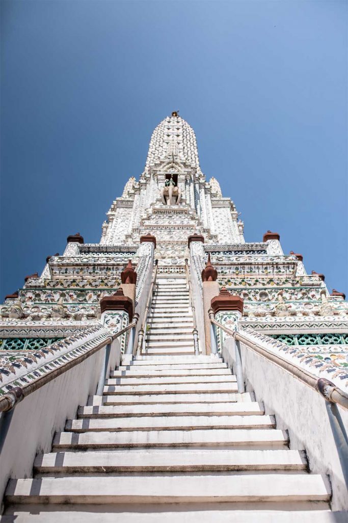 Looking up at the stairway up Wat Arun