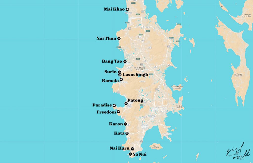 map of the best beaches in phuket