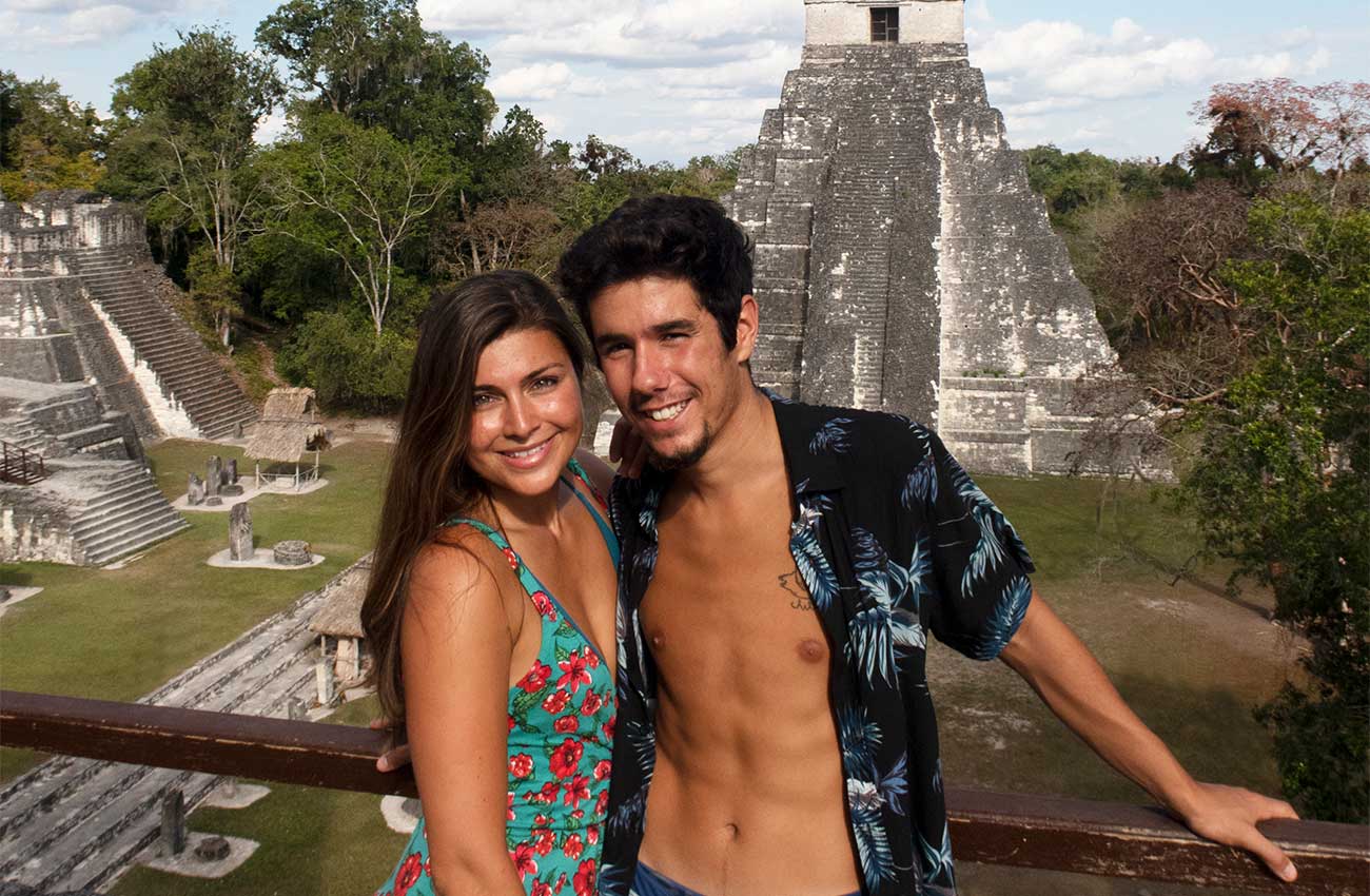 Melissa and Guga visiting Tikal Mayan Ruins in Guatemala