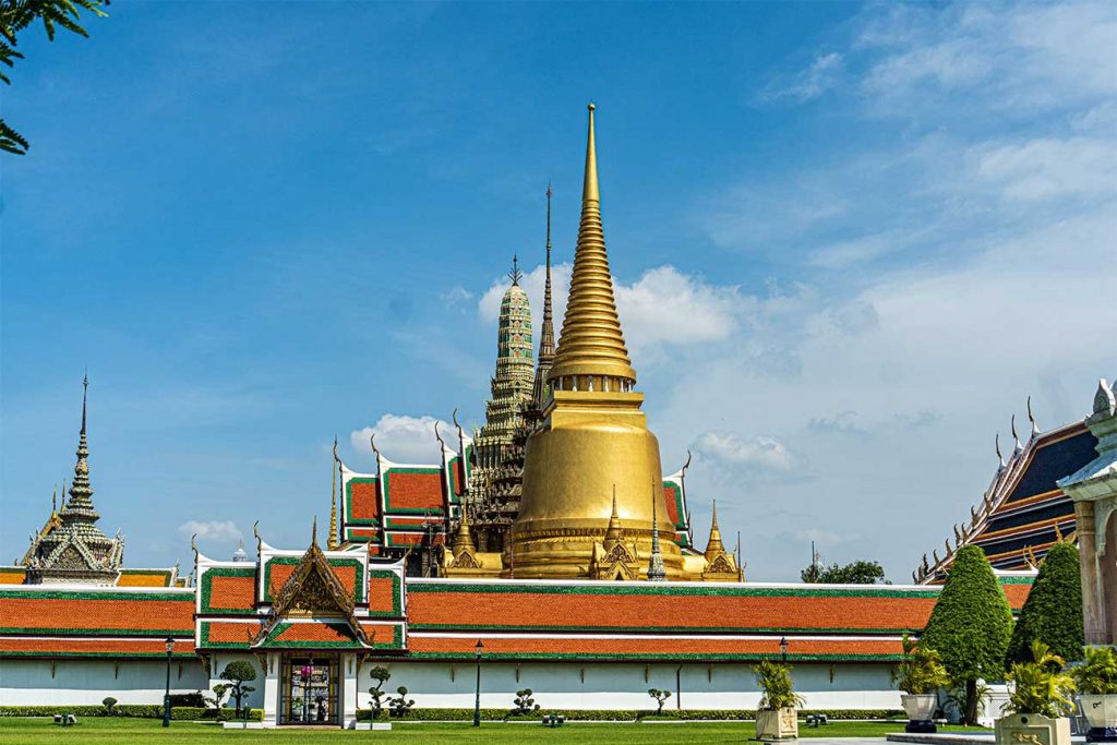 The Grand palace complex in bangkok photographed from far away