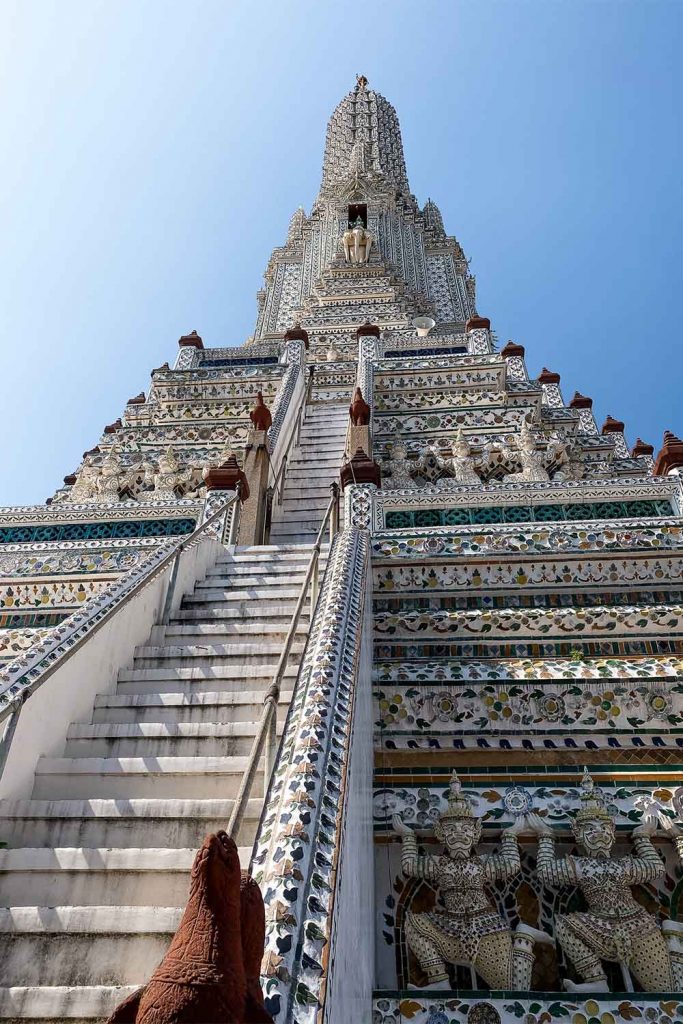 Looking up into the highest point of Wat Arun Bangkok
