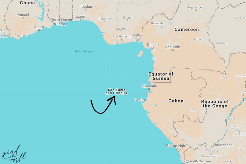 Map with Sao Tome and Principe location marked