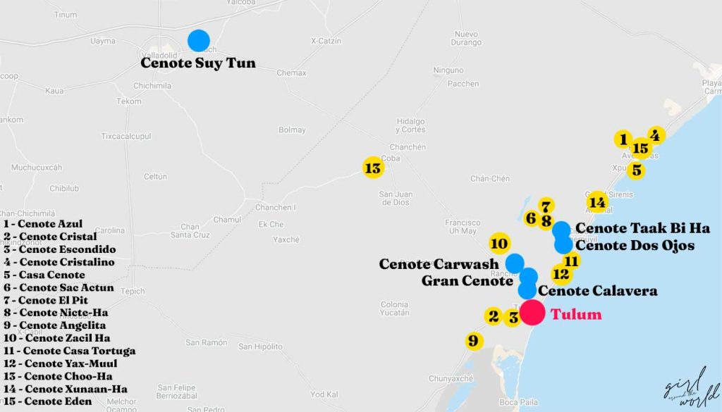Tulum cenotes map