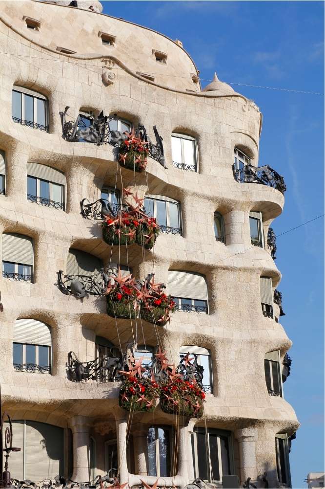 Architecture of Casa Mila by Gaudi in Barcelona