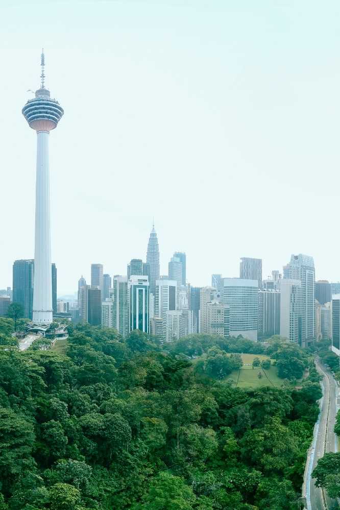 Eco Forest Park and the KL Tower in Kuala Lumpur, Malaysia.